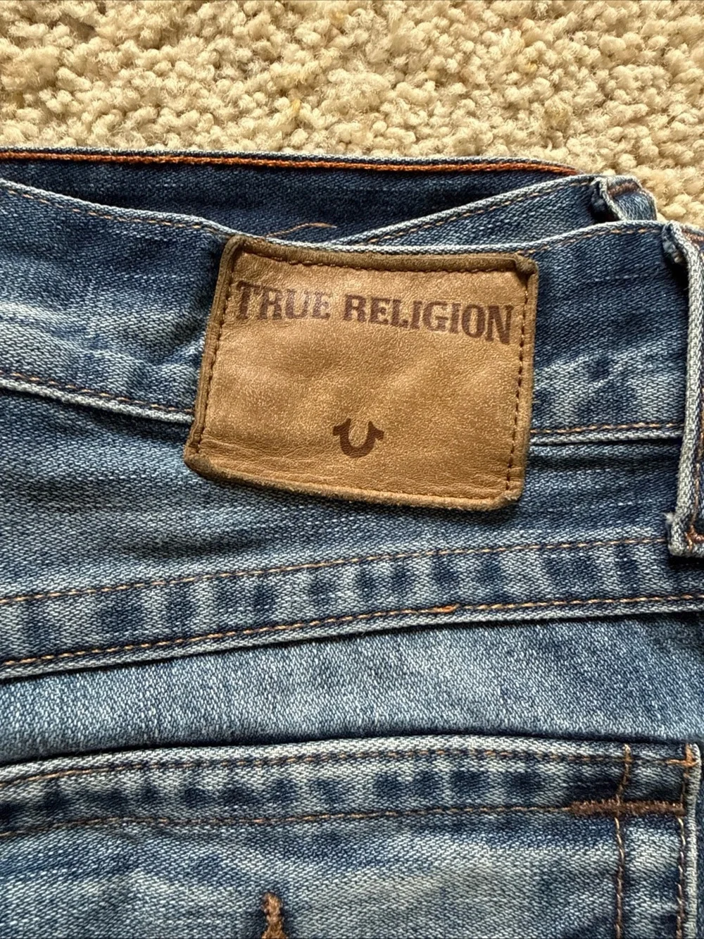 True Religion Ricky Relaxed Straight Jeans Men’s 31 Medium Wash Flap Pocket